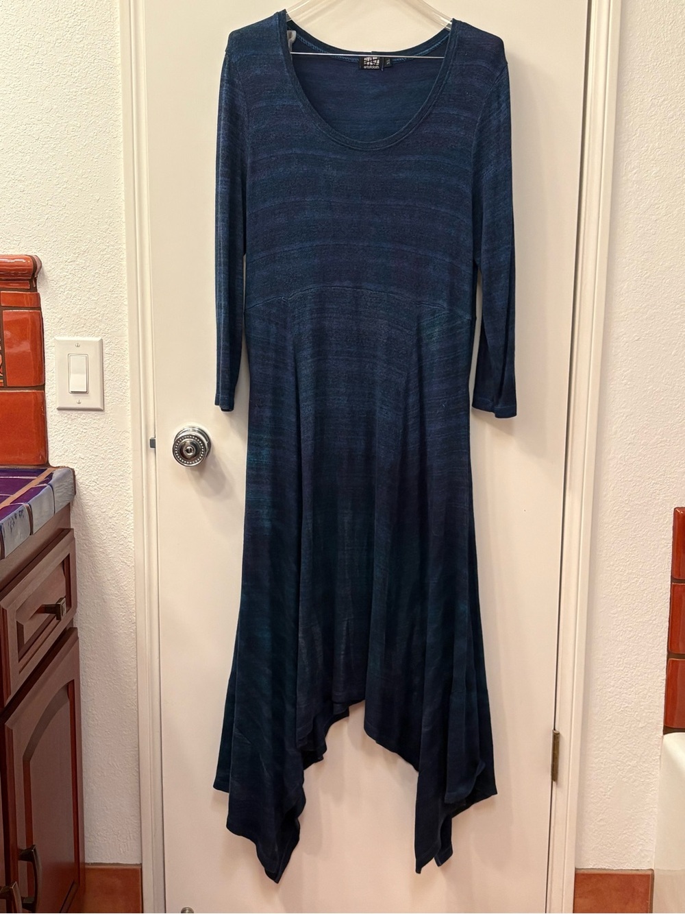 Art of Cloth Women's Asymmetrical Dress in Purple and Teal